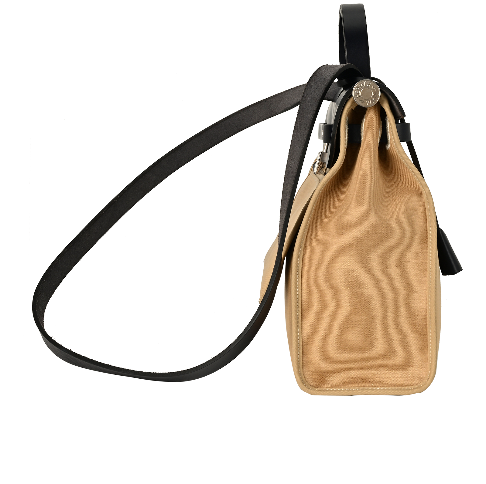 HerBag 31, &pound;1,800, Handbags, Beige/Navy, Canvas/Leather, Side view